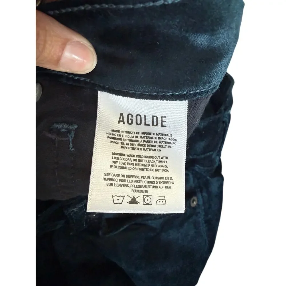 AGOLDE Nico Velvet Bootcut Jeans Blue Stretch Women’s 28